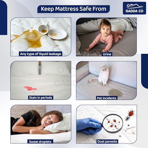 GADDA CO Cotton Feel Terry Ultra Soft Waterproof Mattress Protector for Queen Size | Breathable & Hypoallergenic Bed Protector | Queen Size Bed Cover - 72x60 inch (6x5 ft), Peacock - Image 3