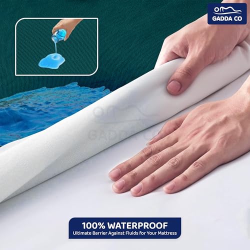 GADDA CO Cotton Feel Terry Ultra Soft Waterproof Mattress Protector for Queen Size | Breathable & Hypoallergenic Bed Protector | Queen Size Bed Cover - 72x60 inch (6x5 ft), Peacock - Image 4