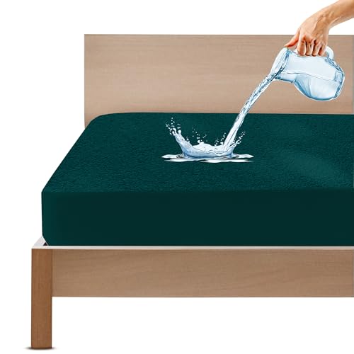 GADDA CO Cotton Feel Terry Ultra Soft Waterproof Mattress Protector for Queen Size | Breathable & Hypoallergenic Bed Protector | Queen Size Bed Cover - 72x60 inch (6x5 ft), Peacock - Image 1