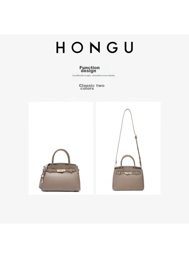 Hongu Honggu Leather Handbag, Shoulder And Tote Bag, Large Capacity, Commuter Platinum Bag, Gift Box Style, Qixi Festival Gift For Girlfriend - Image 5