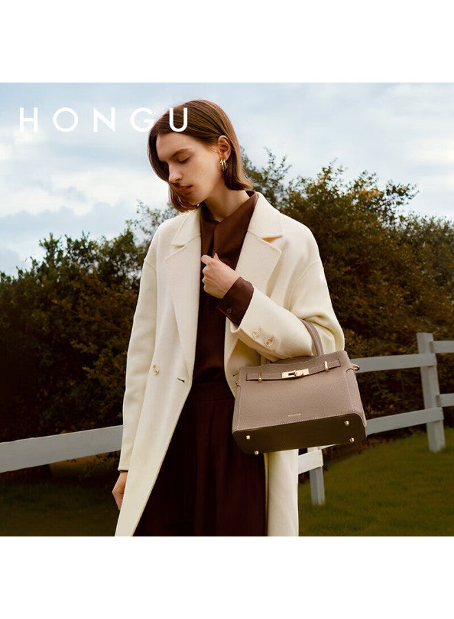 Hongu Honggu Leather Handbag, Shoulder And Tote Bag, Large Capacity, Commuter Platinum Bag, Gift Box Style, Qixi Festival Gift For Girlfriend - Image 4