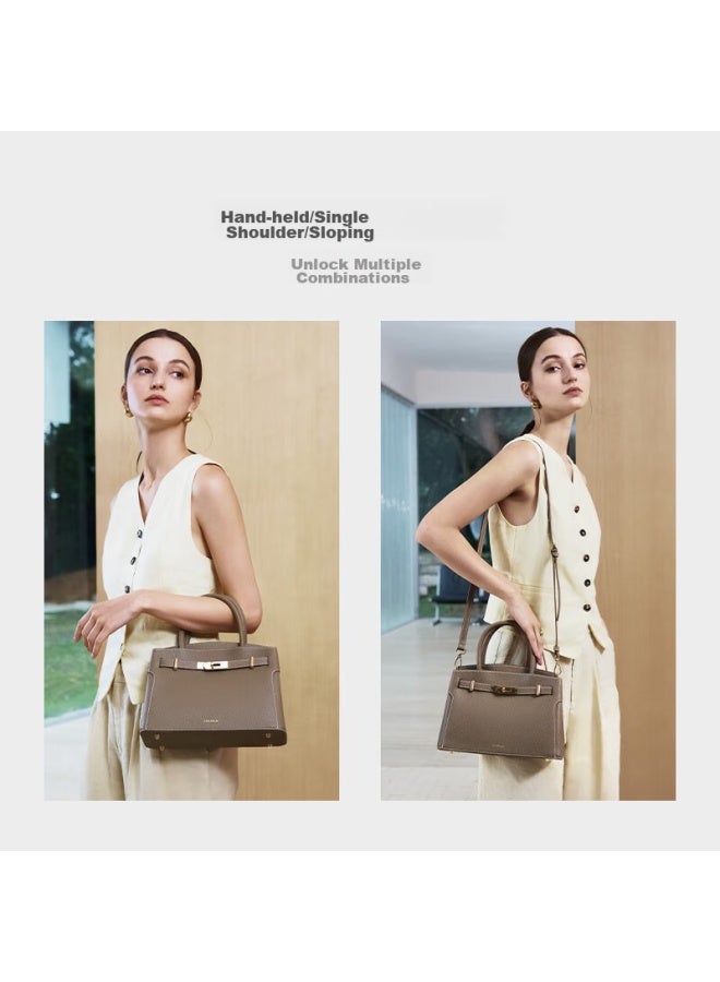 Hongu Honggu Leather Handbag, Shoulder And Tote Bag, Large Capacity, Commuter Platinum Bag, Gift Box Style, Qixi Festival Gift For Girlfriend - Image 2
