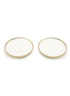 EZ Life EZ Life Urbane Select Class Series Shallow Plate - Pack of 2-10 Inch Plate - Bone China - Glossy White with Gold Lining - Dinnerware  - Image 2