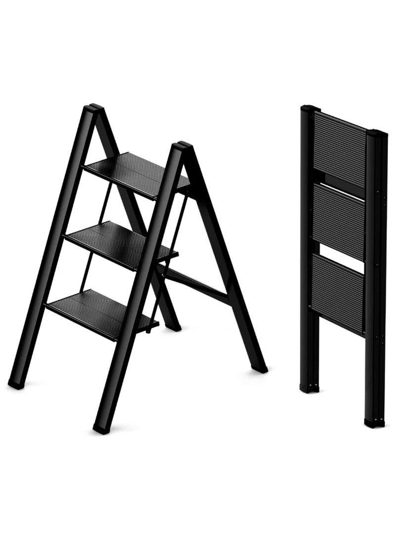 3 Step Ladder Folding Step Stool with Wide Anti-Slip Pedal 150kg Portable Ladders for Home and Office Use Kitchen (3 Step Ladder) - Image 1