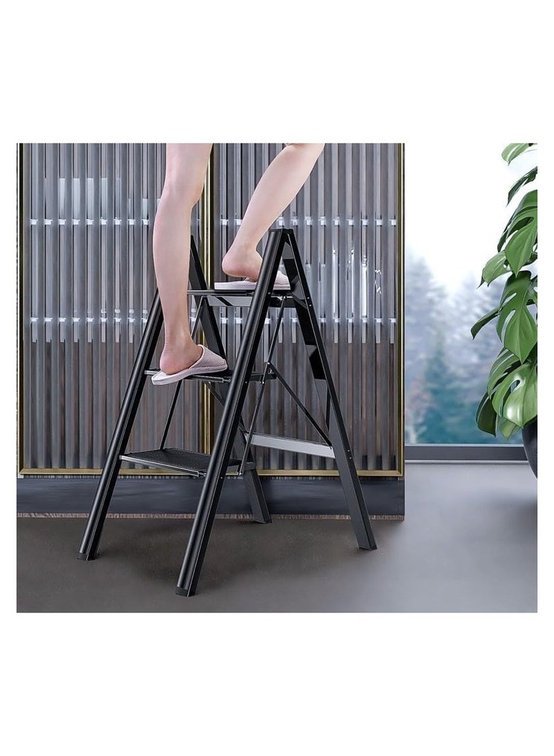 3 Step Ladder Folding Step Stool with Wide Anti-Slip Pedal 150kg Portable Ladders for Home and Office Use Kitchen (3 Step Ladder) - Image 4