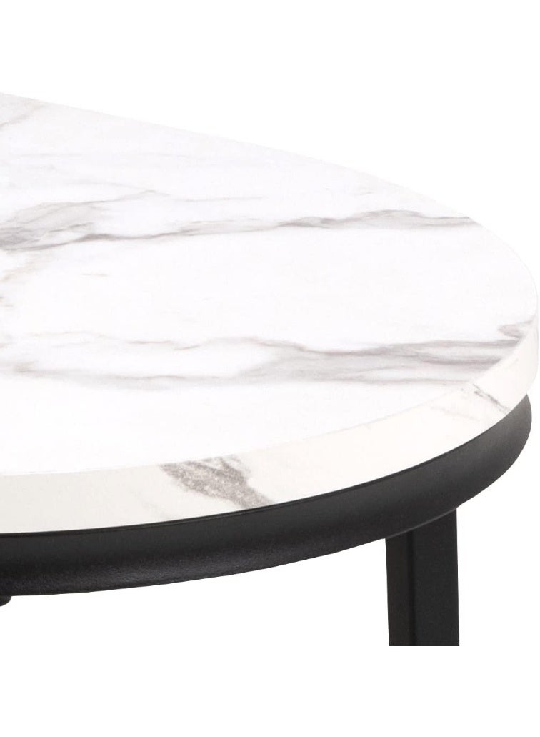 DubaiGallery Tempered Glass Nesting Coffee Table Modern Faux Marble Finish Set of 2 One Round and One Oval Side Tea Tables with Golden Steel Base Space Saving Design Durable 3mm Tempered Glass Tabletop Waterproof and Scratch-Resistant Perfect for Home Living Room Bedroom Outdoor Garden Patio or Small Spaces Versatile End Table, Sofa Side, Center Table Bedside Tables Stackable Accent Table - Image 4