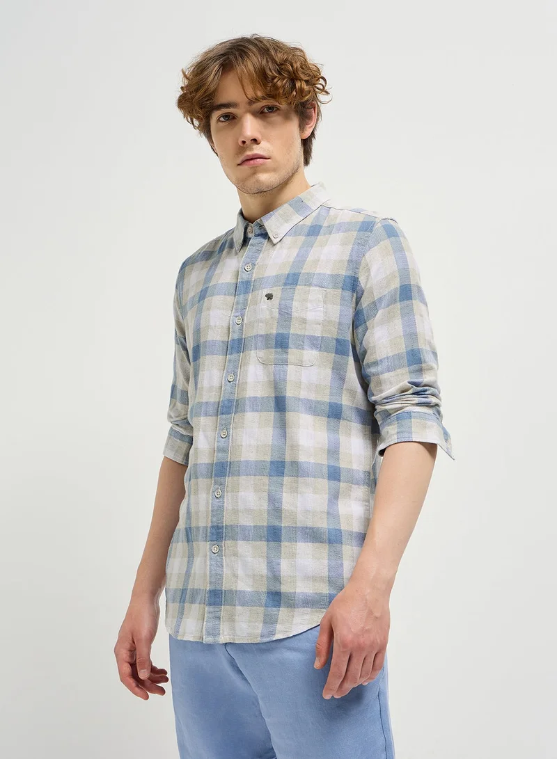THE BEAR HOUSE Cotton Shirt for Men | Slim Fit, Long Sleeve, Casual or Formal Button-Down | Soft, Breathable Fabric for Work, Everyday, & All-Season Wear in Stylish
