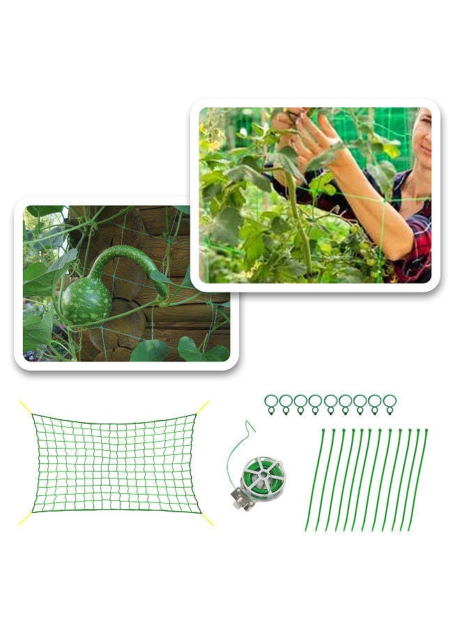 YEGBONG Trellis Netting for Climbing Plants 16 X 6 FT Garden Trellis Netting for Cucumber Vine Fruits Vegetables Tomato With Tie Wire Clips