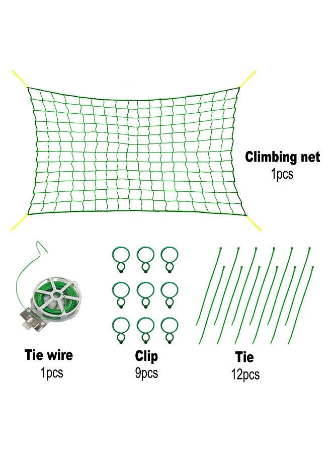 YEGBONG Trellis Netting for Climbing Plants 16 X 6 FT Garden Trellis Netting for Cucumber Vine Fruits Vegetables Tomato With Tie Wire Clips