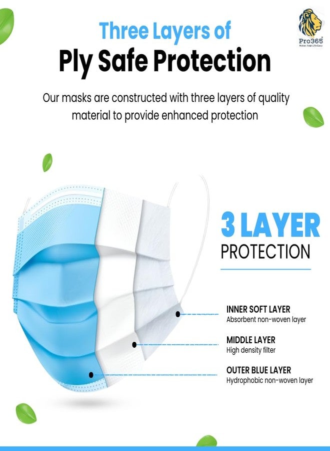 PRO365 3 Ply Surgical Mask 50 Pack Disposable Non Woven Melt-Blown CE Certified with Nose Pin - Image 3