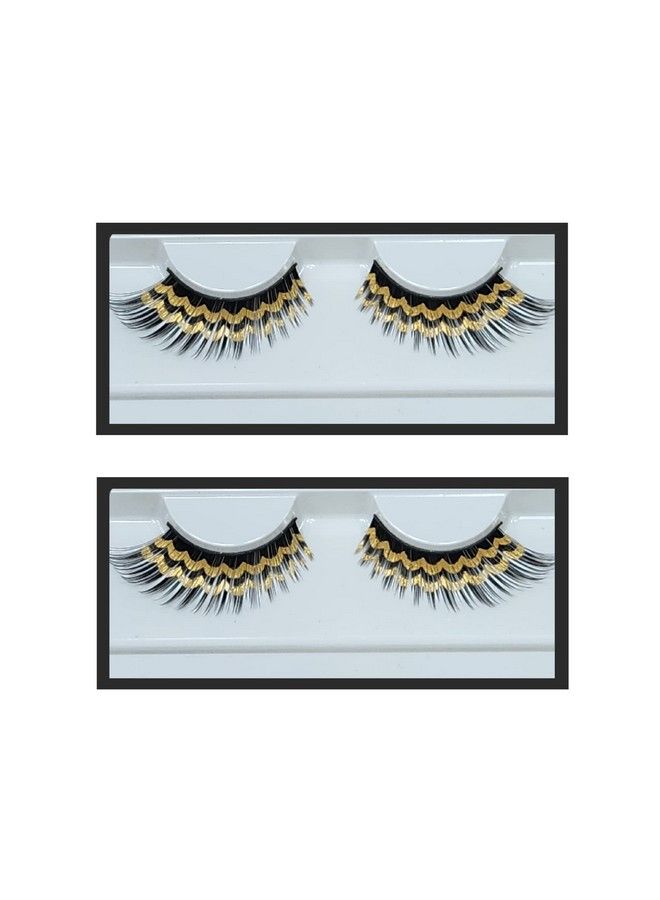 Adorn Dramatic False Eyelashes ; Pack Of 2 ; Dual Shade ; Reusable Soft Eyelash ; Golden Black - Image 2