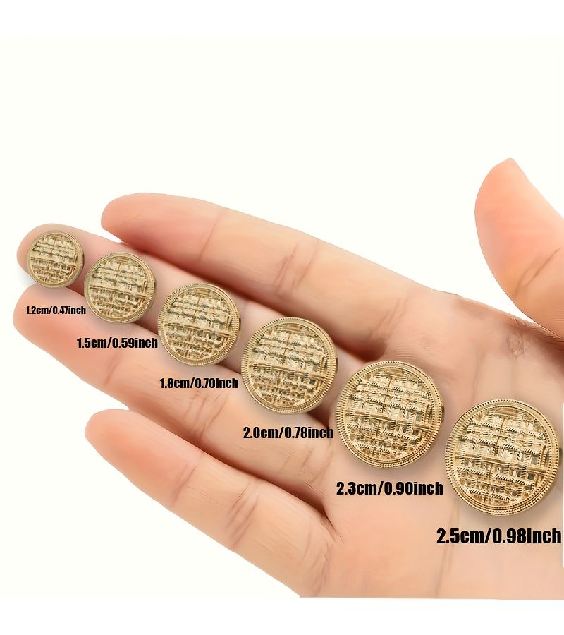 Golden Irregular Metal Buttons Set 11pcs 1.8cm Pleated Design for Sewing - Image 5