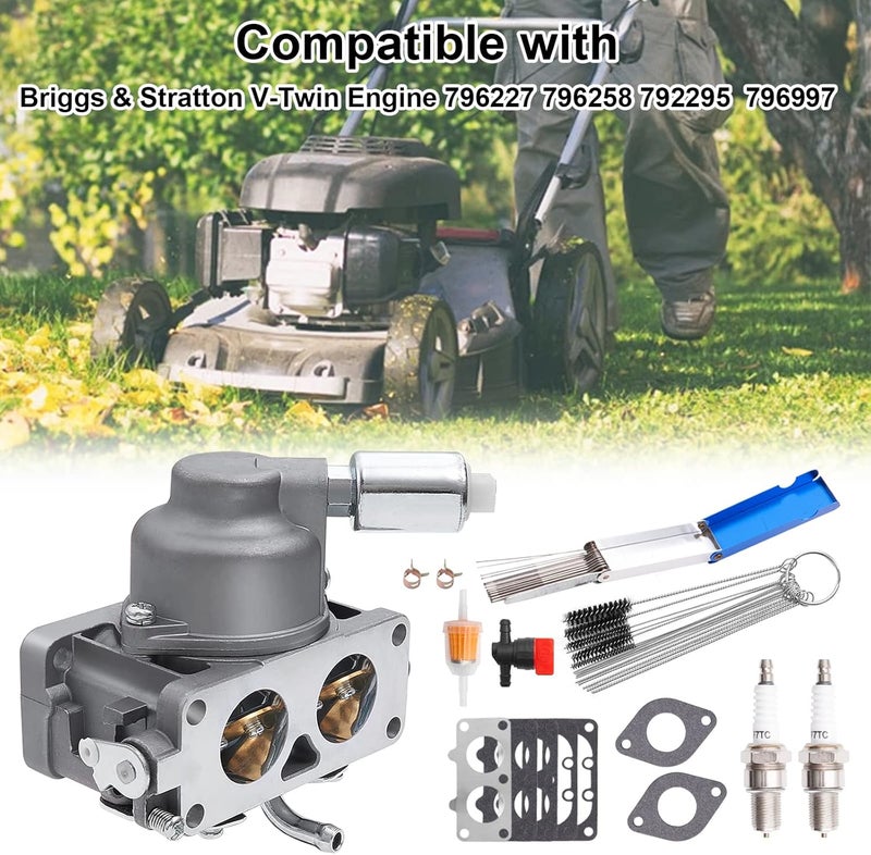 TEMSONE 796227 Carburetor with Gasket Kit for Briggs & Stratton V-Twin Engine - Image 2