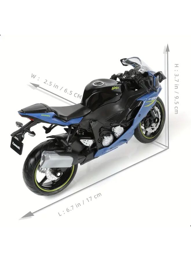1 12 Scale Kawasaki Ninja Inspired Sportbike White Die Cast Motorcycle Model with Display Base - Image 2