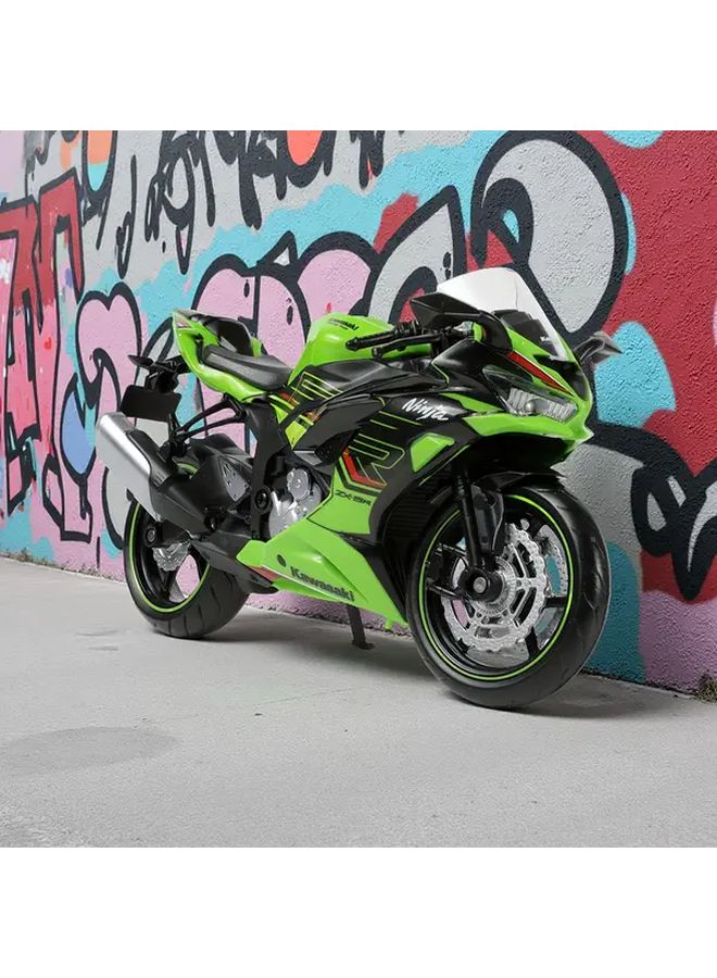 1 12 Scale Kawasaki Ninja Inspired Sportbike White Die Cast Motorcycle Model with Display Base - Image 1