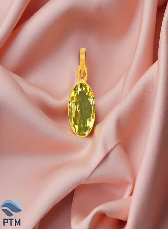 Ptm Natural Citrine/Sunehla 7.25 Ratti or 6.5 Carat Astrological Certified Gemstone Panchdhatu/5 Metals 22k Gold Plated Pendant for Men & Women -fba3725 - Image 2