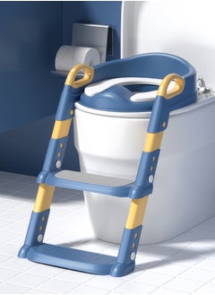 RENOVO RENOVO Potty Training Seat Toddler Step Ladder 2 in 1 Kids Potty Baby Seat with Splash Guard and Anti-Slip Pad and Cushion for Boys Girls Blue  - Image 1