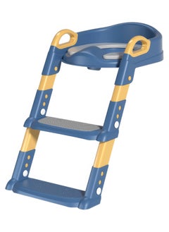 RENOVO RENOVO Potty Training Seat Toddler Step Ladder 2 in 1 Kids Potty Baby Seat with Splash Guard and Anti-Slip Pad and Cushion for Boys Girls Blue  - Image 2