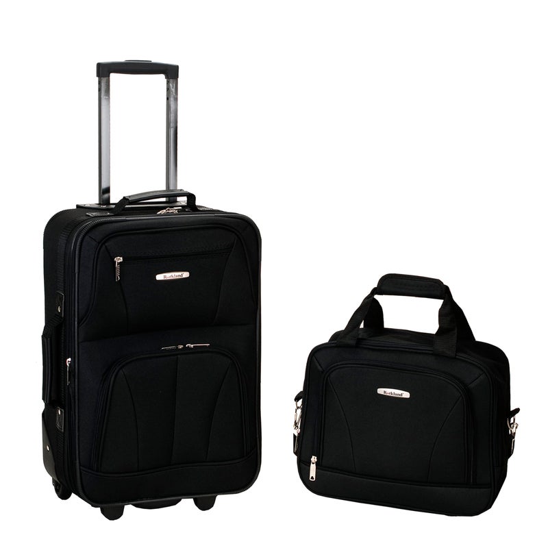 Rockland Fashion Softside Upright Luggage Set, Expandable, Black, 2-Piece (14/19) - Image 1