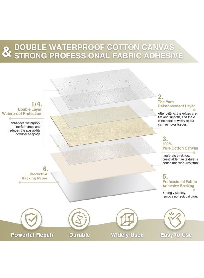 Gheeidau Canvas Repair Tape 4×70 Inch Waterproof Self-Adhesive Fabric Repair Patch for Repairing Boat Covers,Tents,Patio Umbrellas,Car Seats,Luggage,Sofas.(Beige) - Image 2