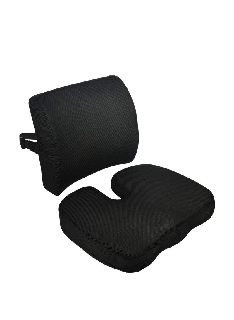 MIXDE Soft Ergonomic Portable Seat Cushion and Lumbar Support Pillow Set  - Image 1