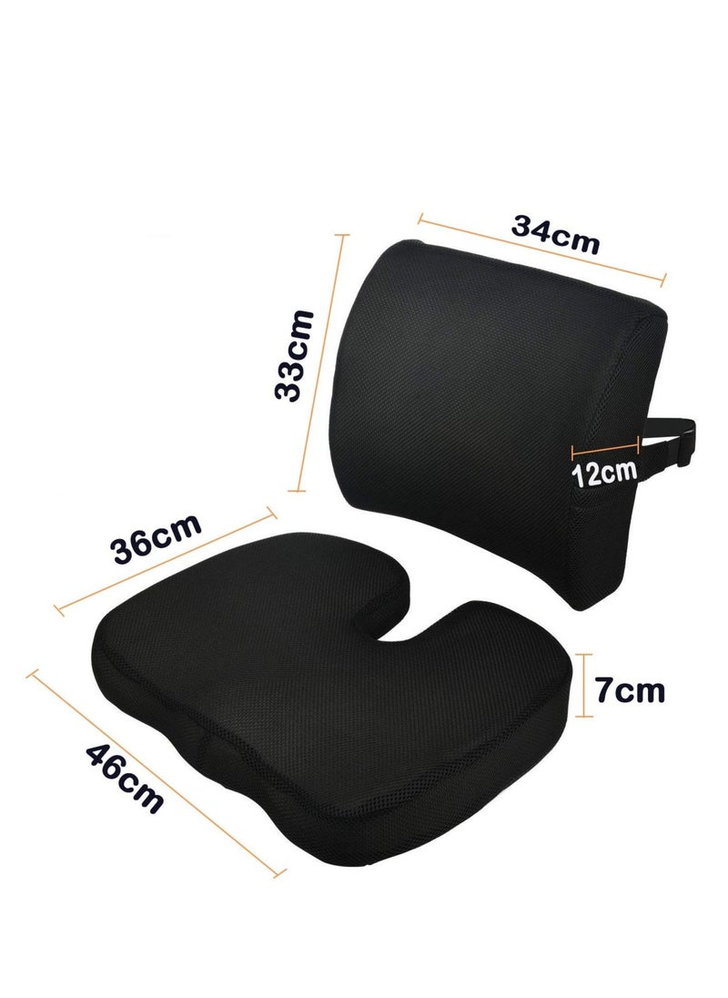 MIXDE Soft Ergonomic Portable Seat Cushion and Lumbar Support Pillow Set  - Image 2