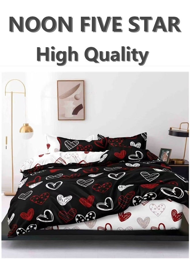 All-in-One King Bed Set 220x240cm: 6PCS Duvet Cover 4Pillow Cover 1 Deep Pocket Fitted Sheet