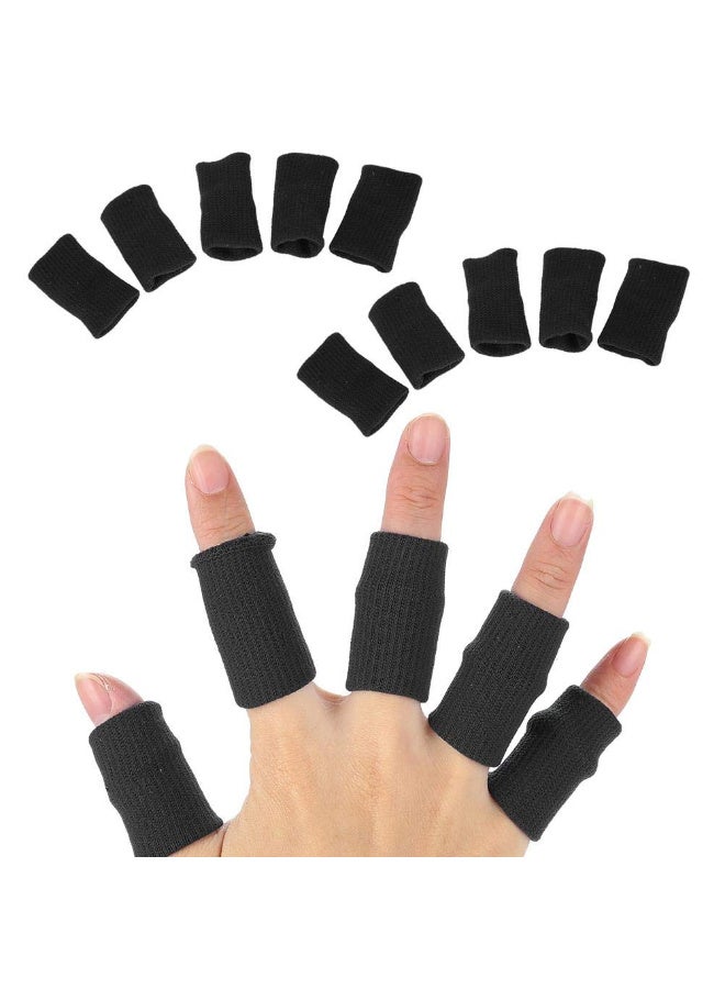 مجموعة من 10 قطع من أكمام دعم الأصابع، دعامة لحماية الأصابع، ضمادات رياضية لعلاج التهاب المفاصل، مناسبة لكرة السلة، والتنس، والبيسبول، والكريكيت، والكرة الطائرة، وكرة الريشة، وركوب القوارب، لون أسود، مقاس واحد - Image 1