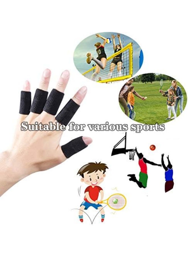 مجموعة من 10 قطع من أكمام دعم الأصابع، دعامة لحماية الأصابع، ضمادات رياضية لعلاج التهاب المفاصل، مناسبة لكرة السلة، والتنس، والبيسبول، والكريكيت، والكرة الطائرة، وكرة الريشة، وركوب القوارب، لون أسود، مقاس واحد - Image 3