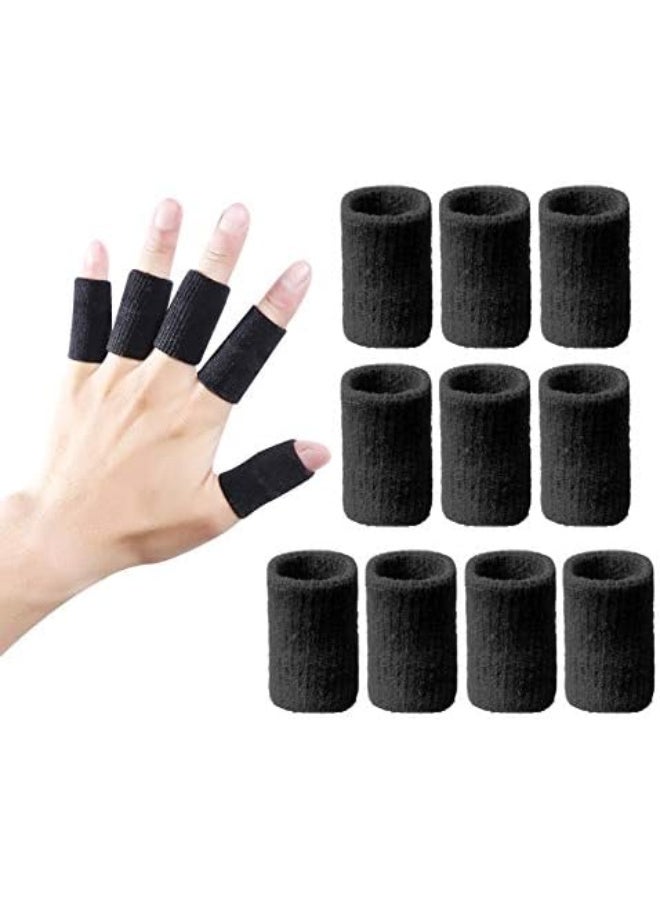 مجموعة من 10 قطع من أكمام دعم الأصابع، دعامة لحماية الأصابع، ضمادات رياضية لعلاج التهاب المفاصل، مناسبة لكرة السلة، والتنس، والبيسبول، والكريكيت، والكرة الطائرة، وكرة الريشة، وركوب القوارب، لون أسود، مقاس واحد - Image 2