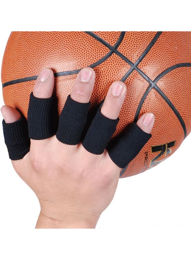 مجموعة من 10 قطع من أكمام دعم الأصابع، دعامة لحماية الأصابع، ضمادات رياضية لعلاج التهاب المفاصل، مناسبة لكرة السلة، والتنس، والبيسبول، والكريكيت، والكرة الطائرة، وكرة الريشة، وركوب القوارب، لون أسود، مقاس واحد - Image 5
