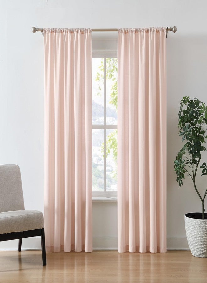 Brooklyn Loom Solid Cotton Percale Blush 50x96 Window Curtain Pair, Solid Color Themed, Oeko-TEX Certified Confidence - Image 1