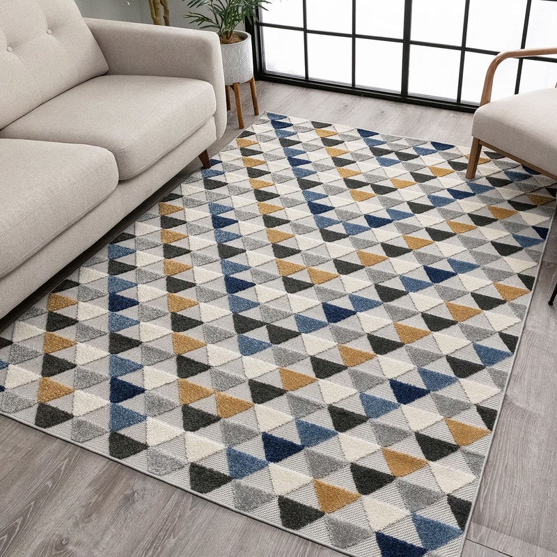 Well Woven Well Woven Dorado Dream Blue Modern Trellis 53 X 73 HighLow IndoorOutdoor Area Rug 5 ft 3 in x 7 ft 3 