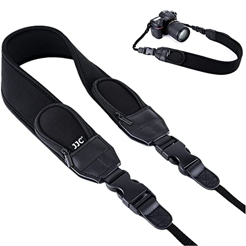 JJC Padded Soft Camera Shoulder Neck Strap Belt with Quick Release Zipped Pockets for Sony A7M5 A7V A1II A7CR A7CII A7RV A9III R1 R8 R50 R6 Mark III II R10 R7 R6 Rp T7 T8i Z5II Z50II Zf Z8 Z7II OM5 II - Image 1