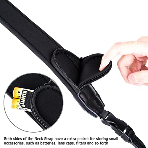 JJC Padded Soft Camera Shoulder Neck Strap Belt with Quick Release Zipped Pockets for Sony A7M5 A7V A1II A7CR A7CII A7RV A9III R1 R8 R50 R6 Mark III II R10 R7 R6 Rp T7 T8i Z5II Z50II Zf Z8 Z7II OM5 II - Image 3