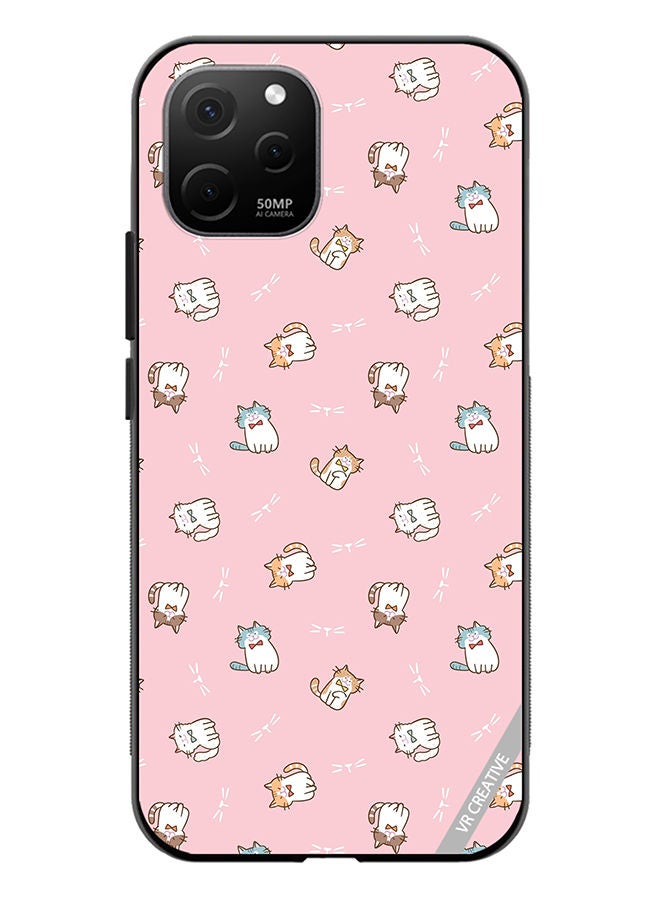 VR CREATIVE Protective Case Cover For Huawei Nova Y61 Cartoon Cat Design On Pink Design Multicolour - Image 1