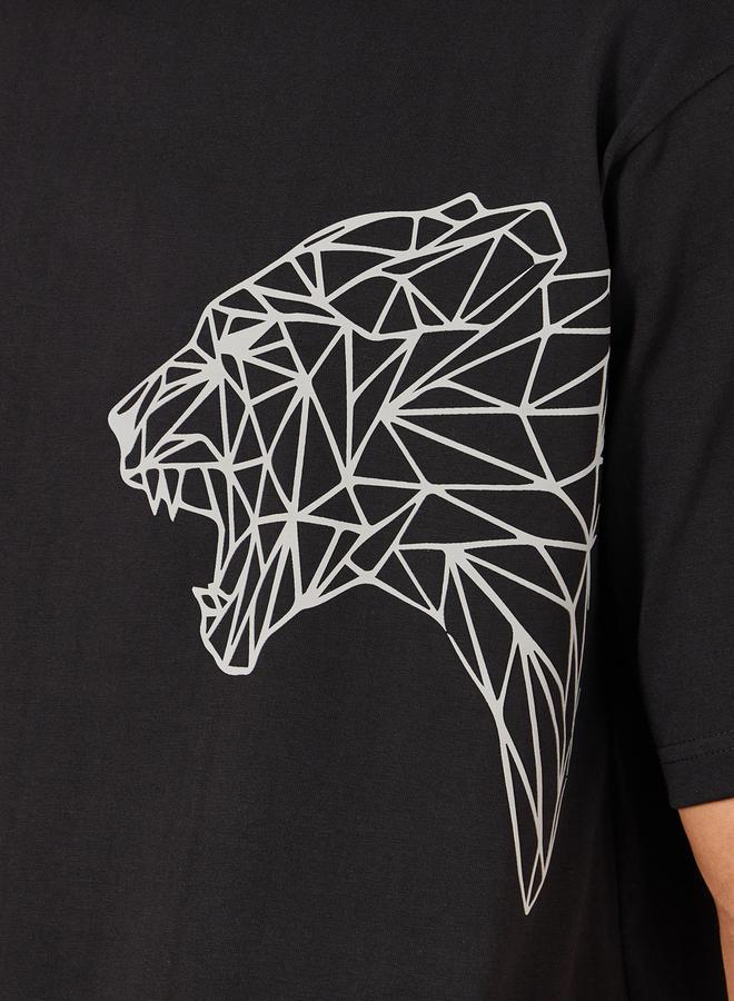 Styli Tiger Emboss Printed Jersey Oversized T-Shirt  - Image 3