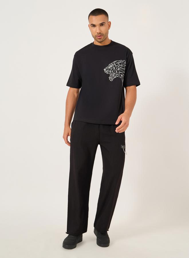 Styli Tiger Emboss Printed Jersey Oversized T-Shirt  - Image 2
