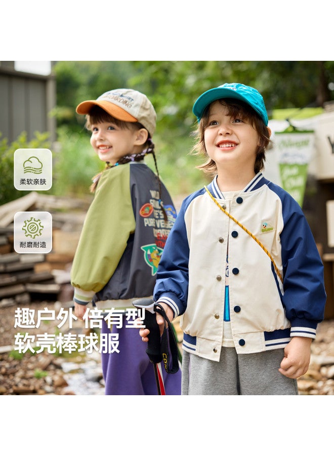 Doodle Home kids Baseball Jacket | Autumn Boys' Coat | Girls' Windproof Jacket | Baby Softshell Jacket | Trendy Outerwear - Image 2