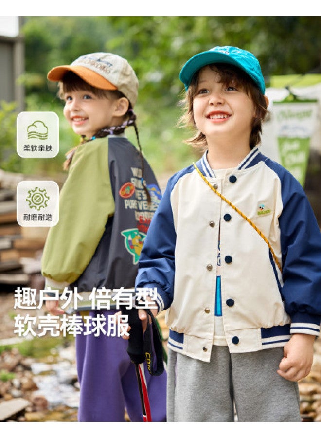 Doodle Home kids Baseball Jacket | Autumn Boys' Coat | Girls' Windproof Jacket | Baby Softshell Jacket | Trendy Outerwear - Image 1