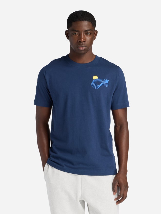 New Balance Men vy Blue Logo Crew Neck T-Shirt - Image 1
