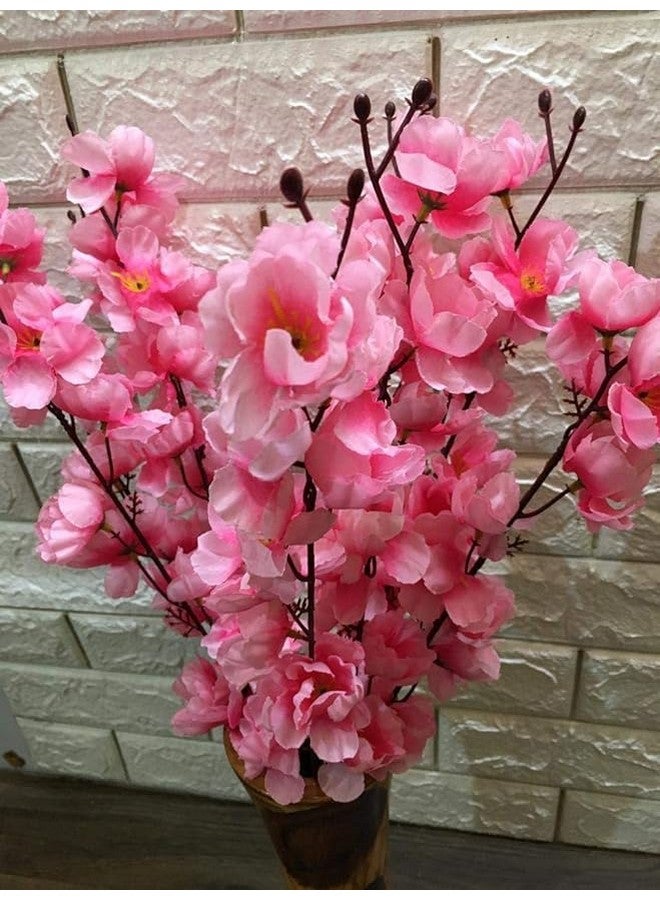 Everbuy Artificial Flowers For Home Decoration Cherry Blossom Flower Bunch 2 Piece Office Decor Without Vase (Baby Pink) - Image 4