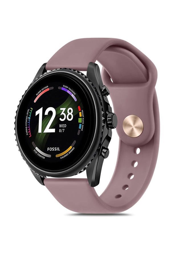 Meliya Silicone Band for Fossil Men's Gen 6/5E 44mm/Gen 5 Carlyle/Garrett/Women's Julianna Smart Watch, 22mm Adjustable Soft Silicone Sport Strap Replacement Band for Women Men (Rose Pink)  - Image 1