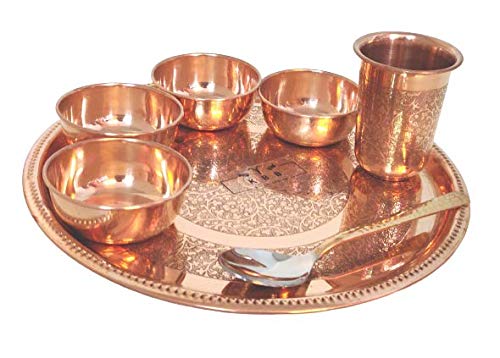 KBB Pure Copper Etching Dinner Set with Plate 7 PCS Set - Image 3