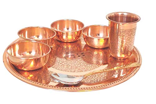 KBB Pure Copper Etching Dinner Set with Plate 7 PCS Set - Image 2