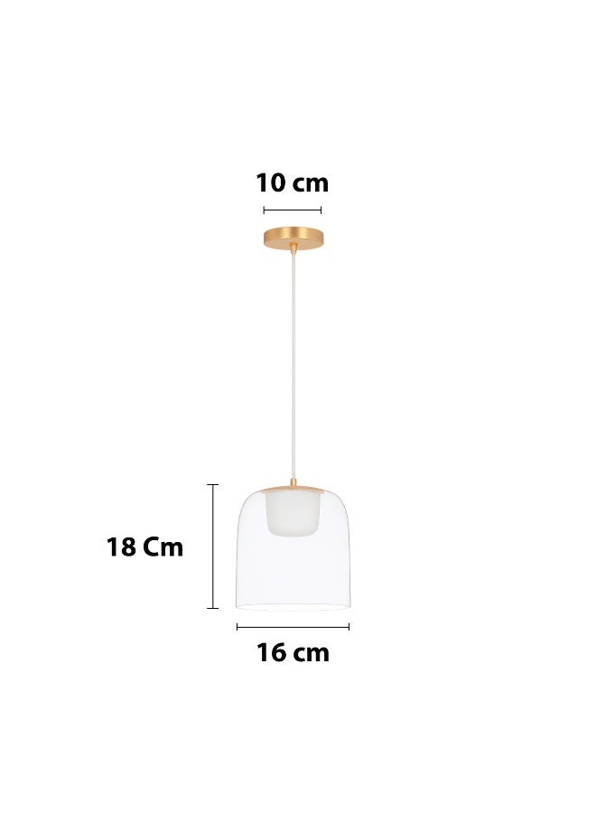 ALFRIDAY Modern LED Pendant Light with Clear Glass Dome Shade, 7W Energy Efficient Warm LED Hanging Light Fixture, 2M Adjustable Cord & Matte Gold Canopy for Kitchen Island, Dining Room, Bedroom &Home - Image 4