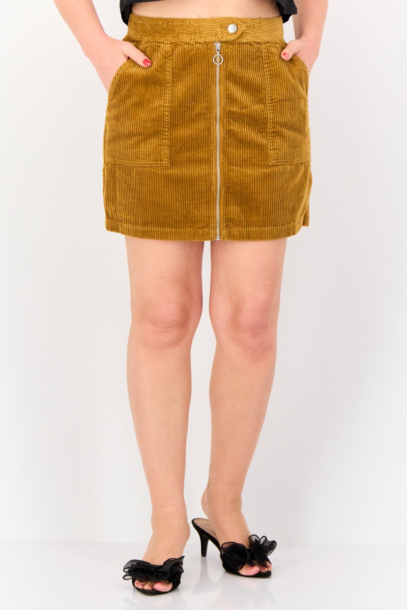 ONLY Jacqueline De Young x Only Women Textured Corduroy  Mini Skirt, Rust - Image 1