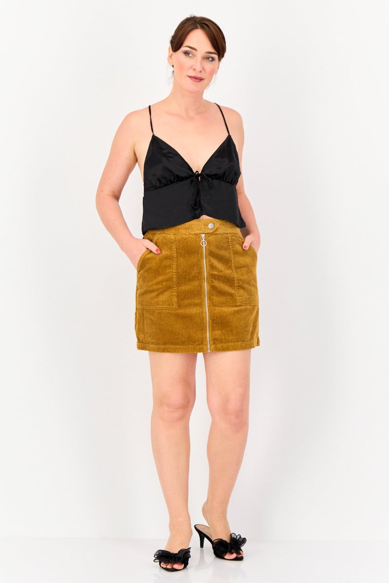 ONLY Jacqueline De Young x Only Women Textured Corduroy  Mini Skirt, Rust - Image 4