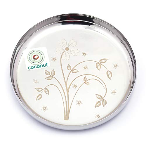 Coconut Stainless Steel Kids Laser Dinner Set (1-Plate,1-Glass, 1-Bowl & 1- Spoon) 4 Pieces - Silver, Diameter - 7.5 Inches - Image 4