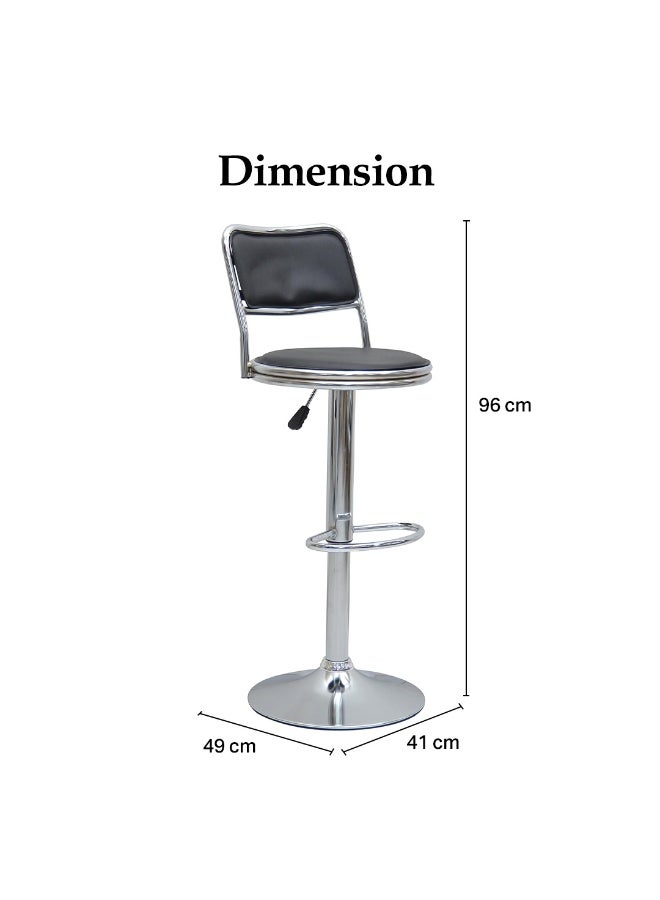 Multi Home Furniture Black Bar Stool Chair with Steel Base | Adjustable Height Bar Chair | PU Leather Bar Stool Chair for Kitchen Island, Bar Counter, Comfortable Footrest & 360° Swivel Chair - Image 5